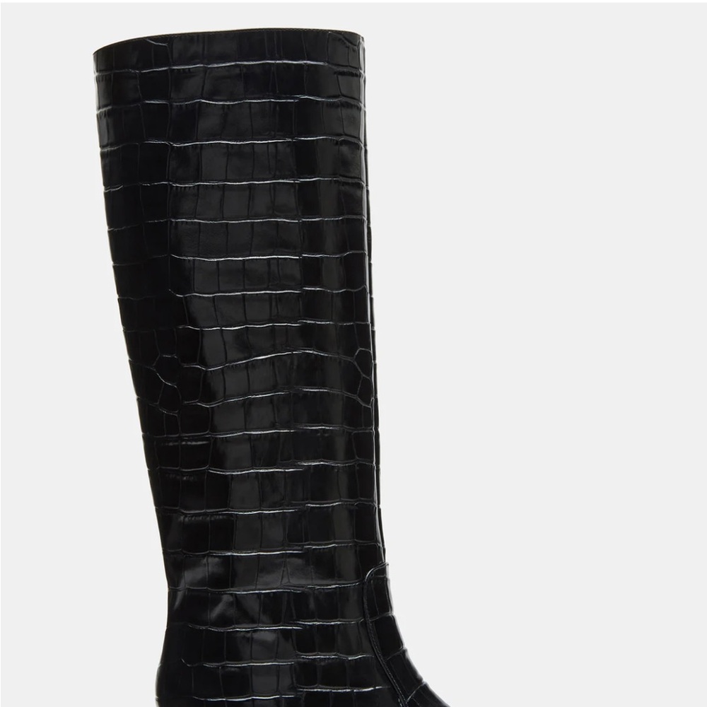 Steve Madden Black Croc-Pattern Heeled Boots size 10 - Picture 5 of 7